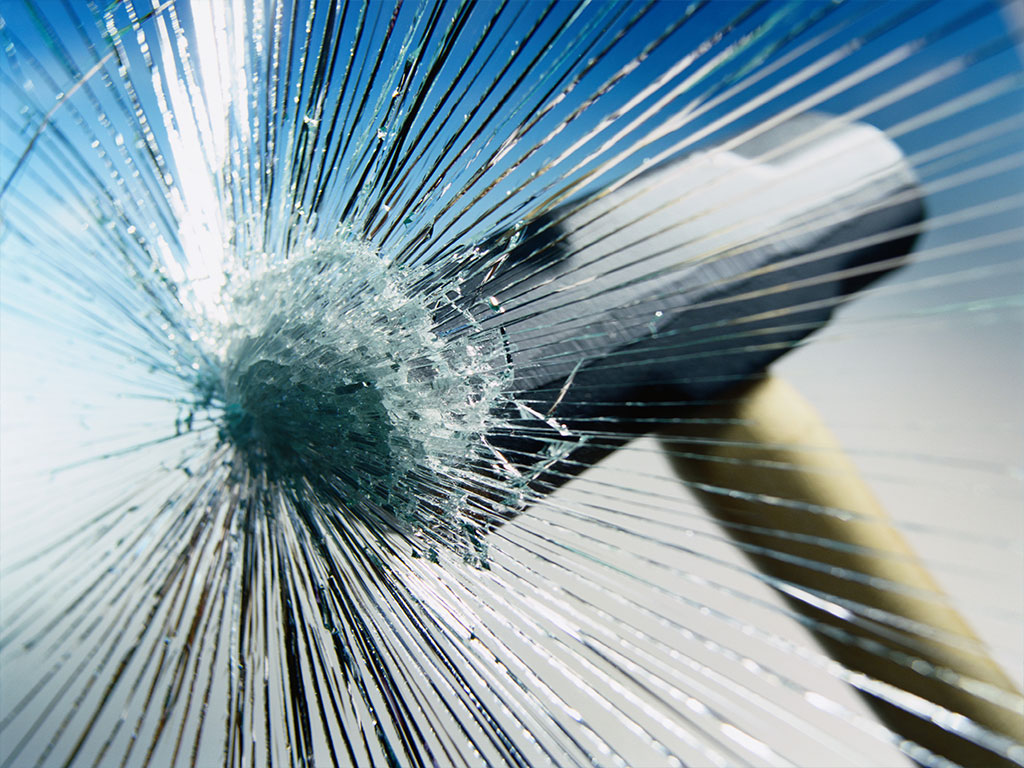 impact: hammer on glass
