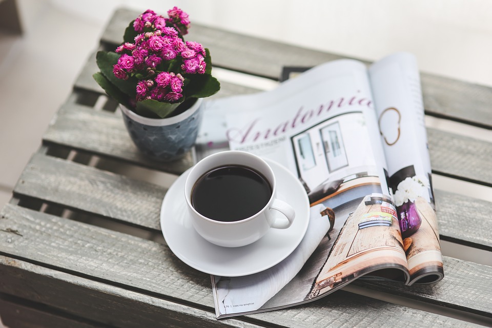 Magazine and a coffee