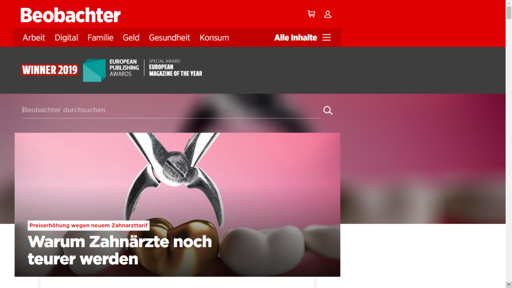 Screenshot website Beobachter