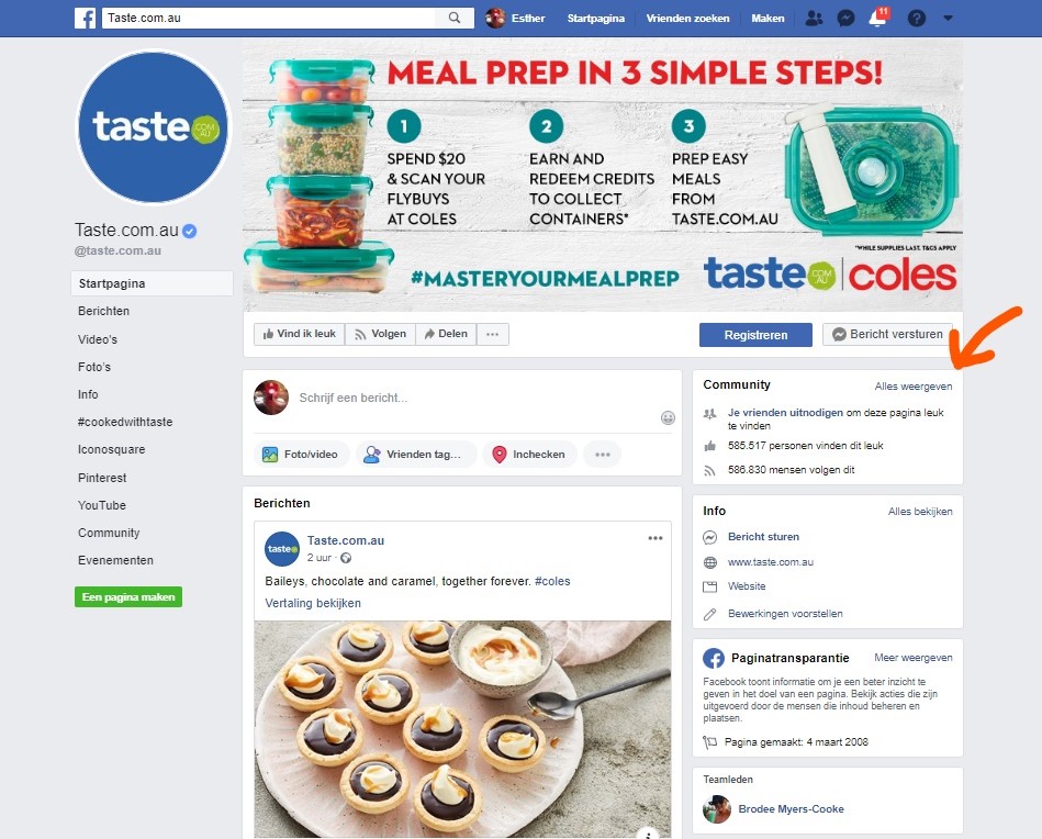 Facebook page Taste Australia