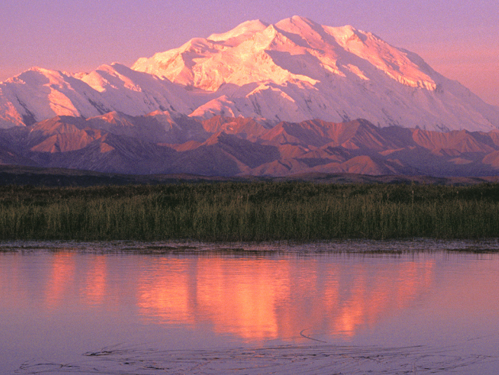 mountain range in sunlight