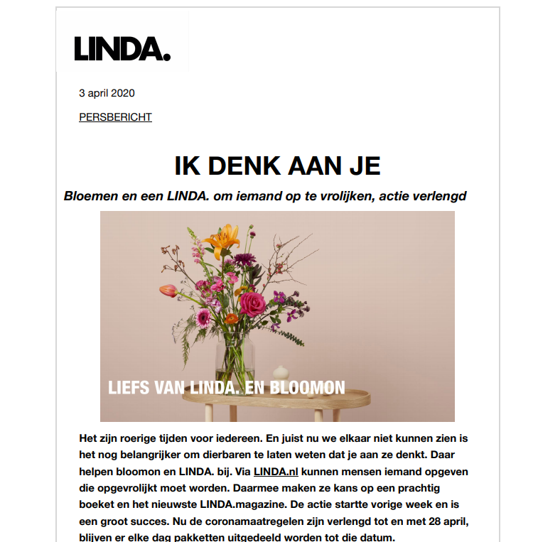 Linda press release Bloomon