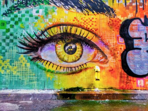 colourfull wallpainting of an eye