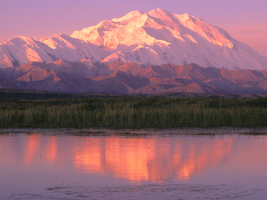 mountain range in sunlight