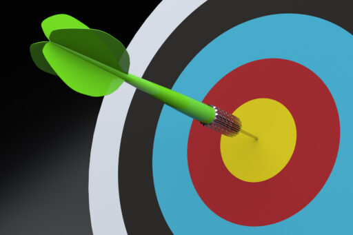 dart in center of board
